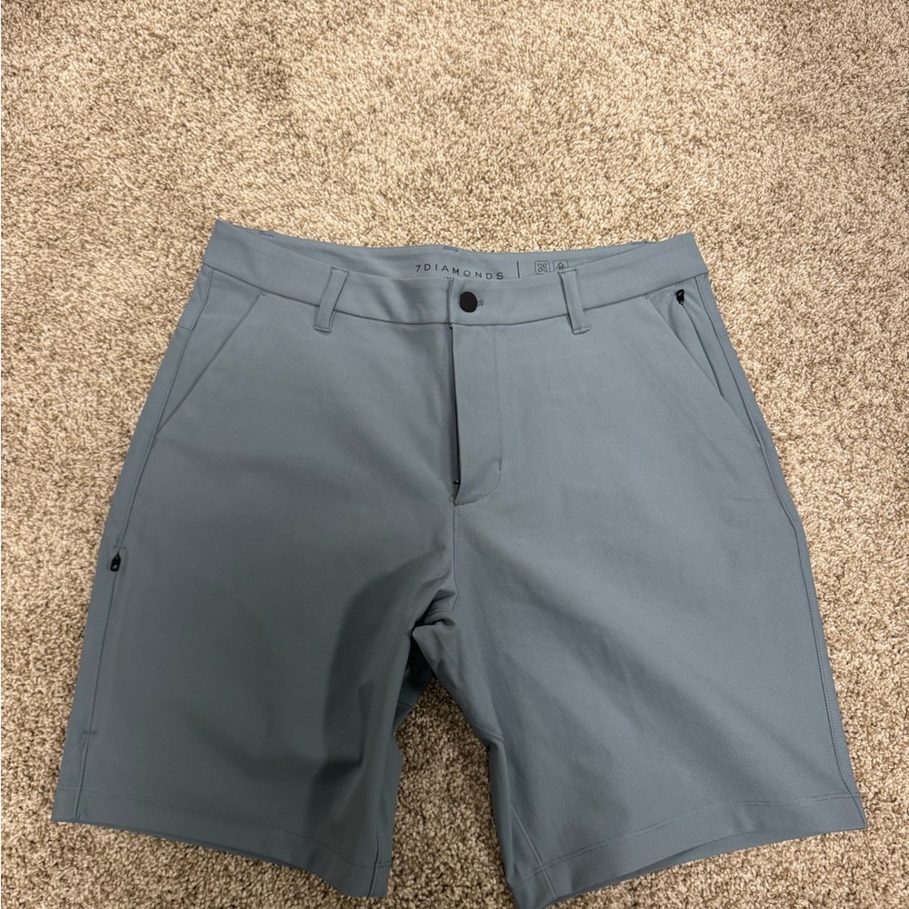7 Diamonds Blue Flat Front Men Shorts